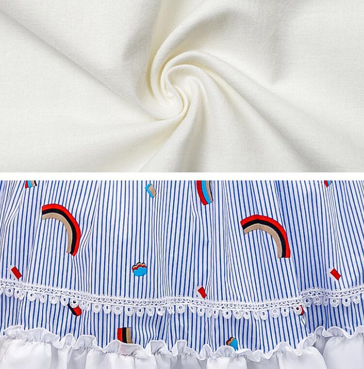 Kids Rainbow Dress Fall Tutu Lolita Stripe Fashion Princess Dresses 5-12 Years