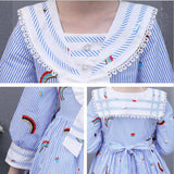 Kids Rainbow Dress Fall Tutu Lolita Stripe Fashion Princess Dresses 5-12 Years