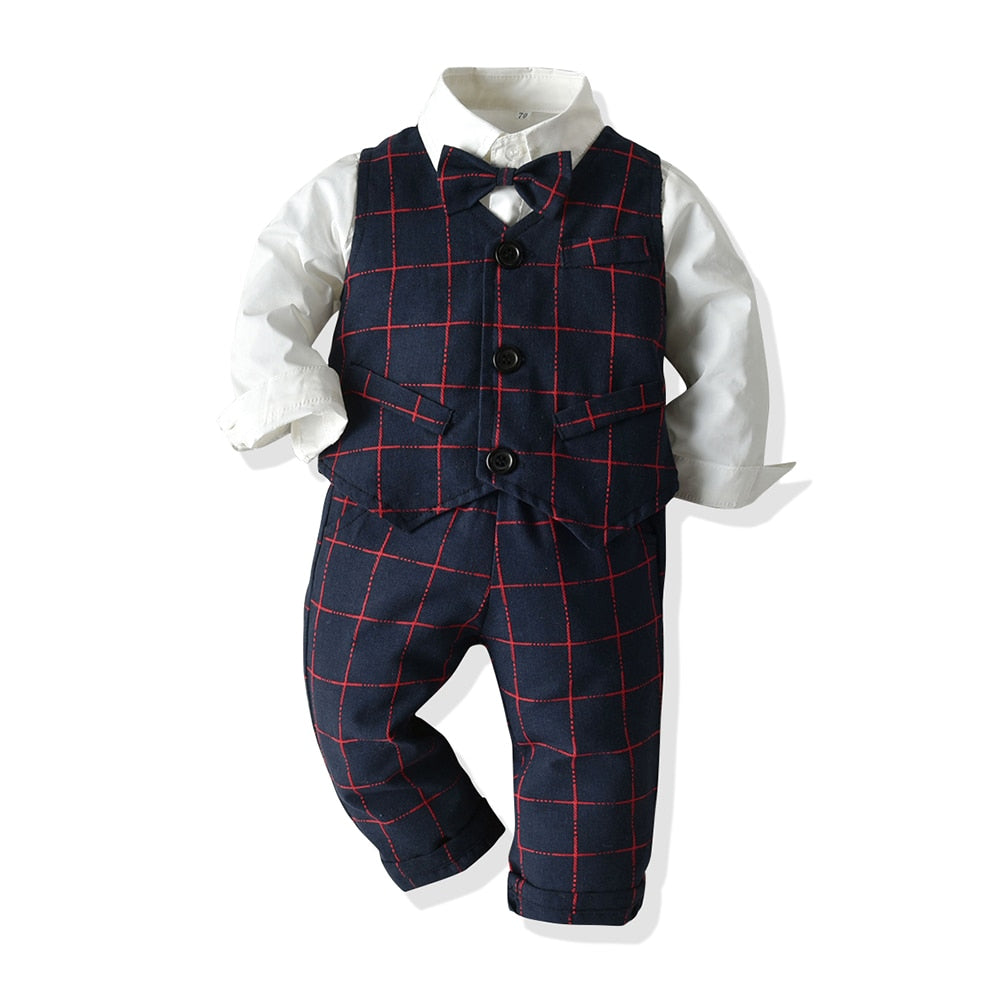 Kids Boys Formal Suits Gentleman Outfits 3Pcs Set