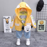Kids Clothes  Boys and Girls Suits Long Sleeve Korean Style 3 Pcs Set 0-4 Years