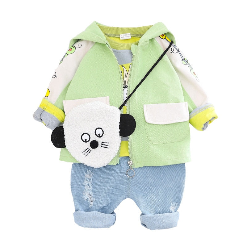 Kids Clothes  Boys and Girls Suits Long Sleeve Korean Style 3 Pcs Set 0-4 Years