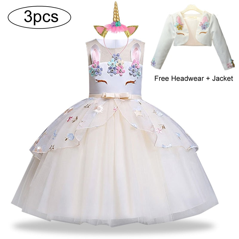 Kids Girls Dresses Unicorn Dress Christmas Outfits 3 Pcs