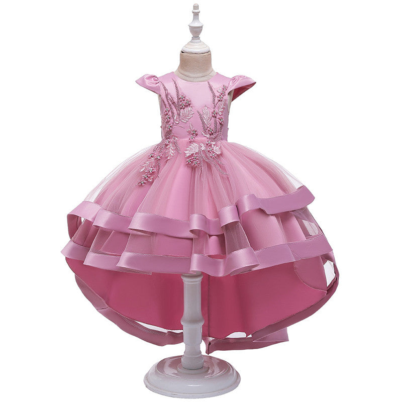 Kids Girl Cake Tutu Flower Dress Children Party Wedding Formal Dress 3-12T - honeylives