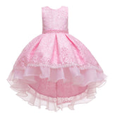 Kids Girl Cake Tutu Flower Dress Lace Party Wedding Formal Dress 3-12Y - honeylives