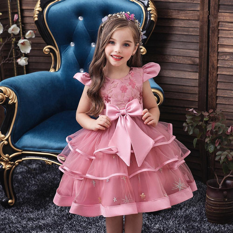 Kids Girl Princess Communion  Cake Tutu Flower Party Wedding Formal Dress