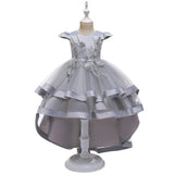Kids Girl Cake Tutu Flower Dress Children Party Wedding Formal Dress 3-12T - honeylives