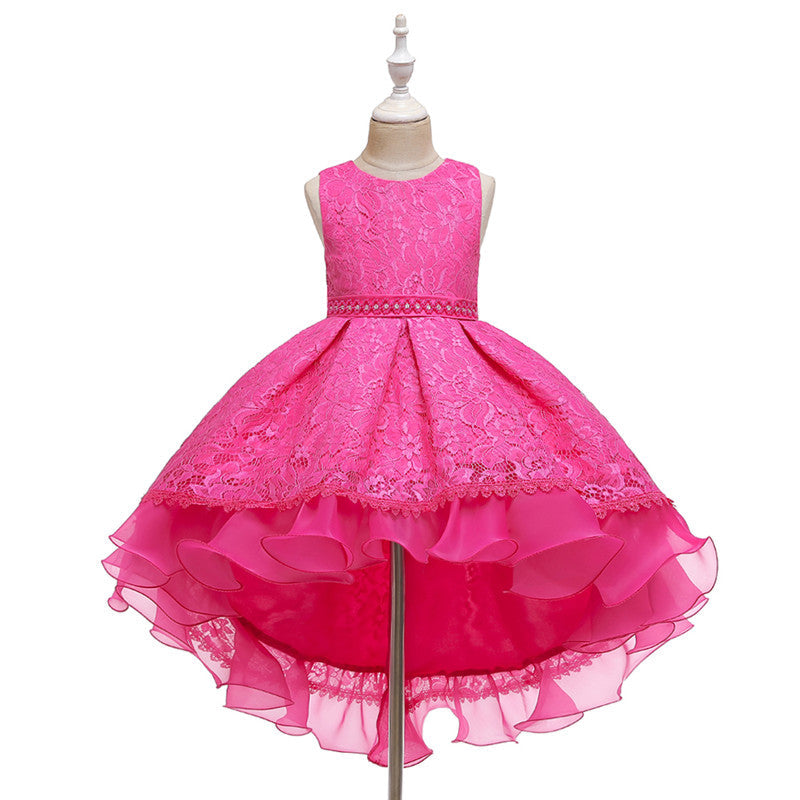 Kids Girl Cake Tutu Flower Dress Lace Party Wedding Formal Dress 3-12Y - honeylives