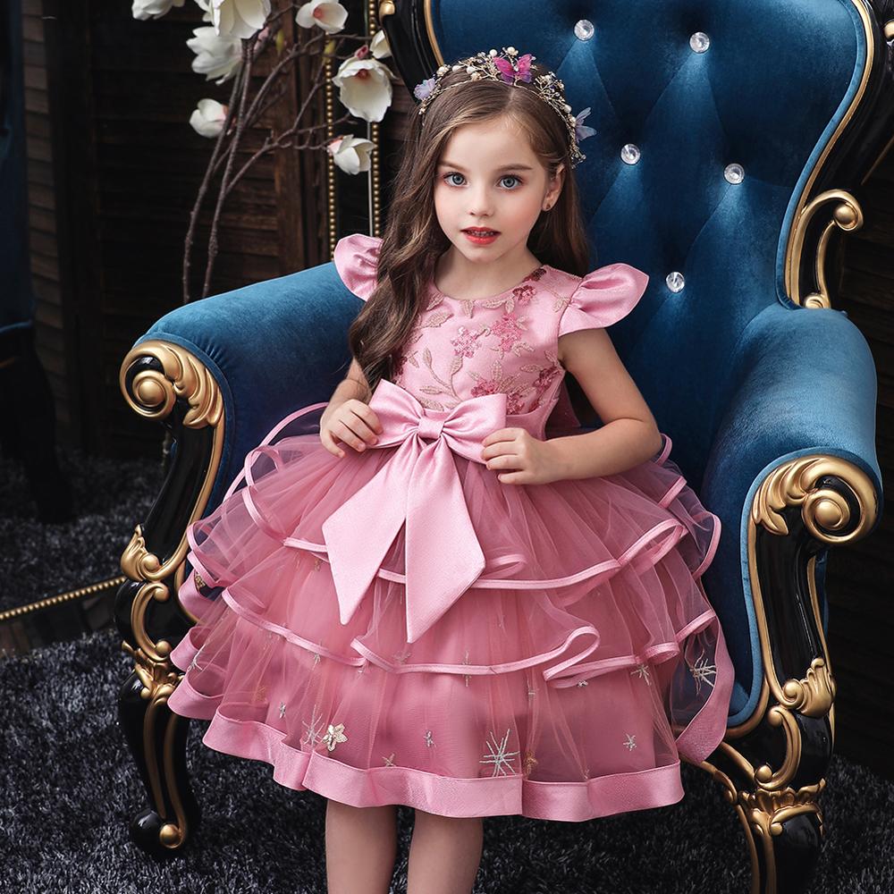 Kids Girl Princess Communion  Cake Tutu Flower Party Wedding Formal Dress
