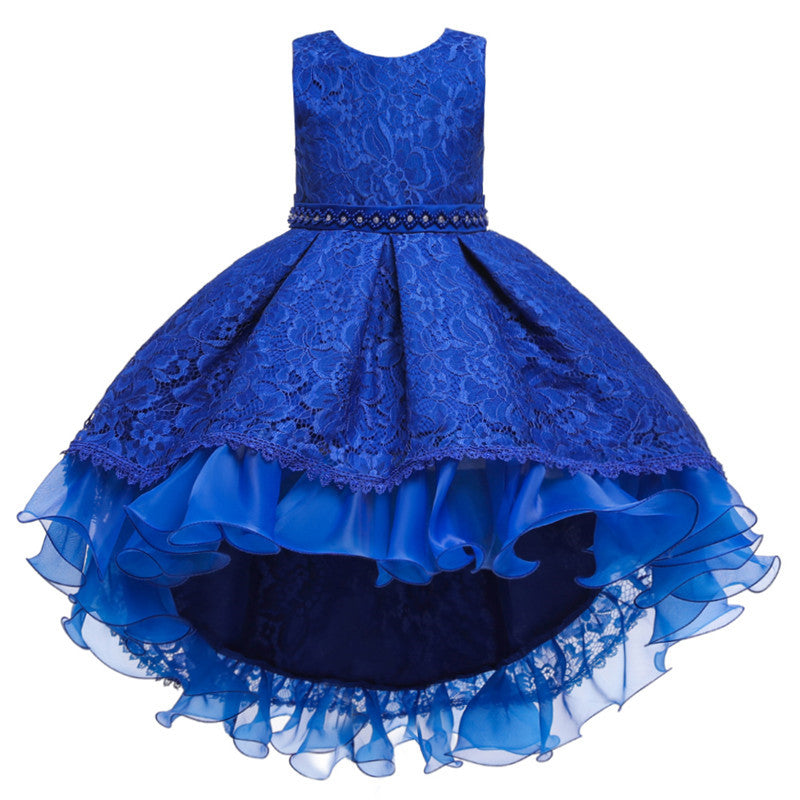Kids Girl Cake Tutu Flower Dress Lace Party Wedding Formal Dress 3-12Y - honeylives