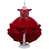 Kids Girl Cake Tutu Flower Dress Children Party Wedding Formal Dress 3-12T - honeylives