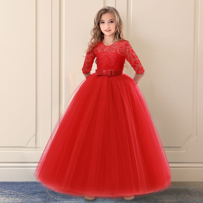 Kid Girls Long Dress Princess Prom Gowns Wedding Party Dresses