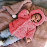 Kids Jacket Winter Warm Fleece Hooded Teddy Bear Coat Outerwear