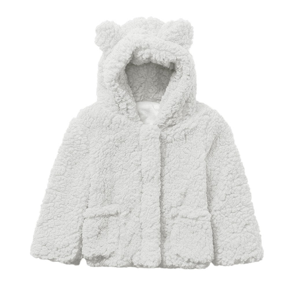 Kids Jacket Winter Warm Fleece Hooded Teddy Bear Coat Outerwear