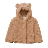 Kids Jacket Winter Warm Fleece Hooded Teddy Bear Coat Outerwear