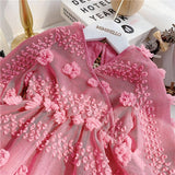 Kids Girl Rose Red V Neck Flower PrincesSolid Chiffon Dresses 3-14 Years