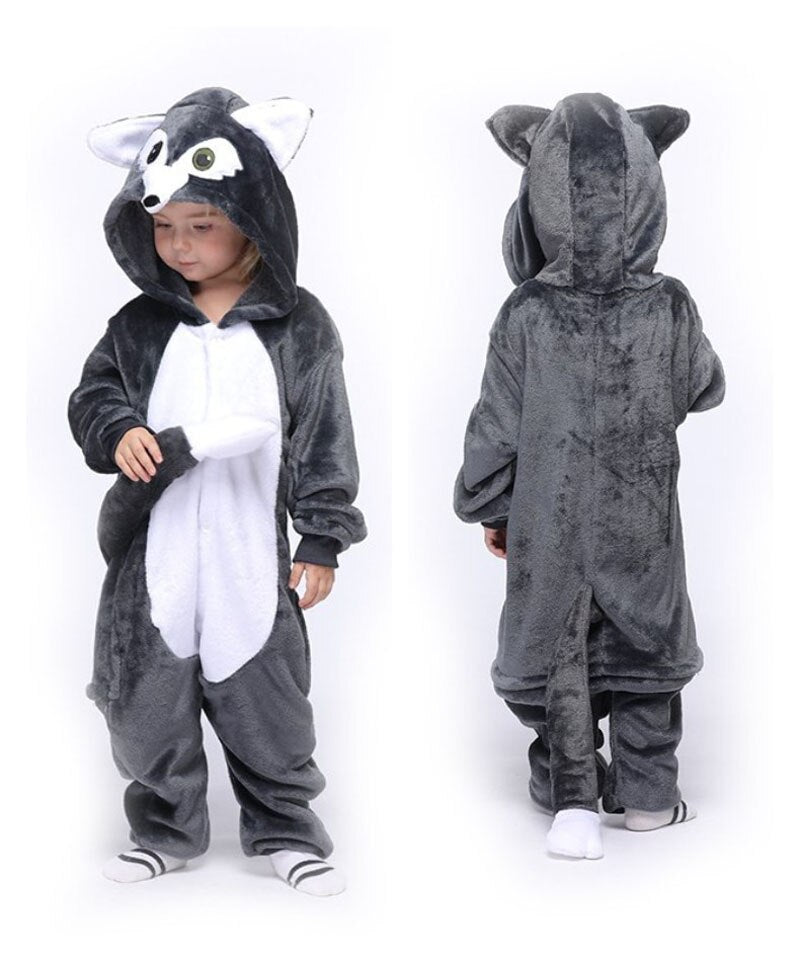 Cartoon Animals Pajama Boys Girls Flannel Soft Halloween Sleepwear