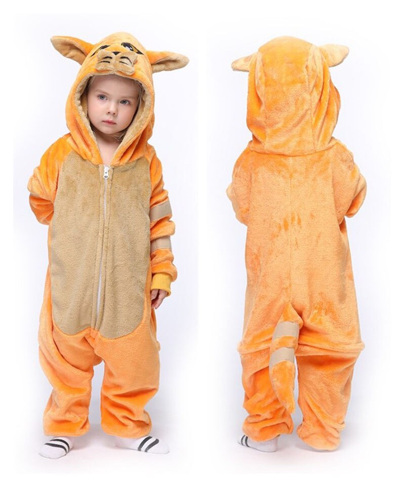 Cartoon Animals Pajama Boys Girls Flannel Soft Halloween Sleepwear