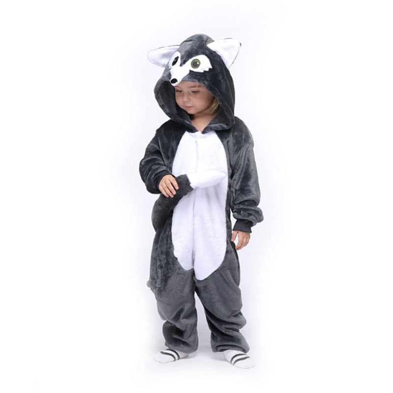 Cartoon Animals Pajama Boys Girls Flannel Soft Halloween Sleepwear