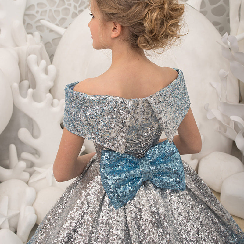 Kid Girls Prom Elegant Sequins Ball Gowns Evening Party Formal Dresses