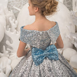 Kid Girls Prom Elegant Sequins Ball Gowns Evening Party Formal Dresses