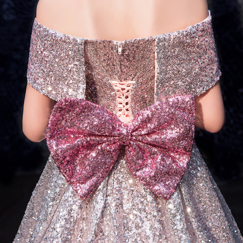 Kid Girls Prom Elegant Sequins Ball Gowns Evening Party Formal Dresses