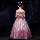 Kid Girls Prom Elegant Sequins Ball Gowns Evening Party Formal Dresses