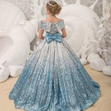 Kid Girls Prom Elegant Sequins Ball Gowns Evening Party Formal Dresses