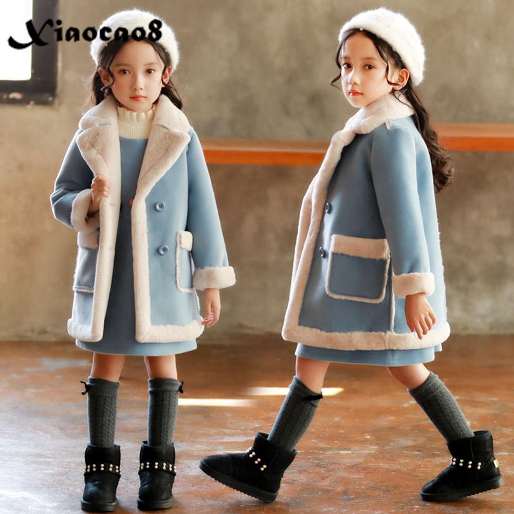 Girls Fashion Winter Woollen Jackets Outerwear Coat  Warm Jackets 4-14 Years