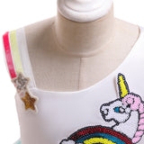 Kid Girls Unicorn Tutu Pastel Rainbow Princess Party Gown Dresses