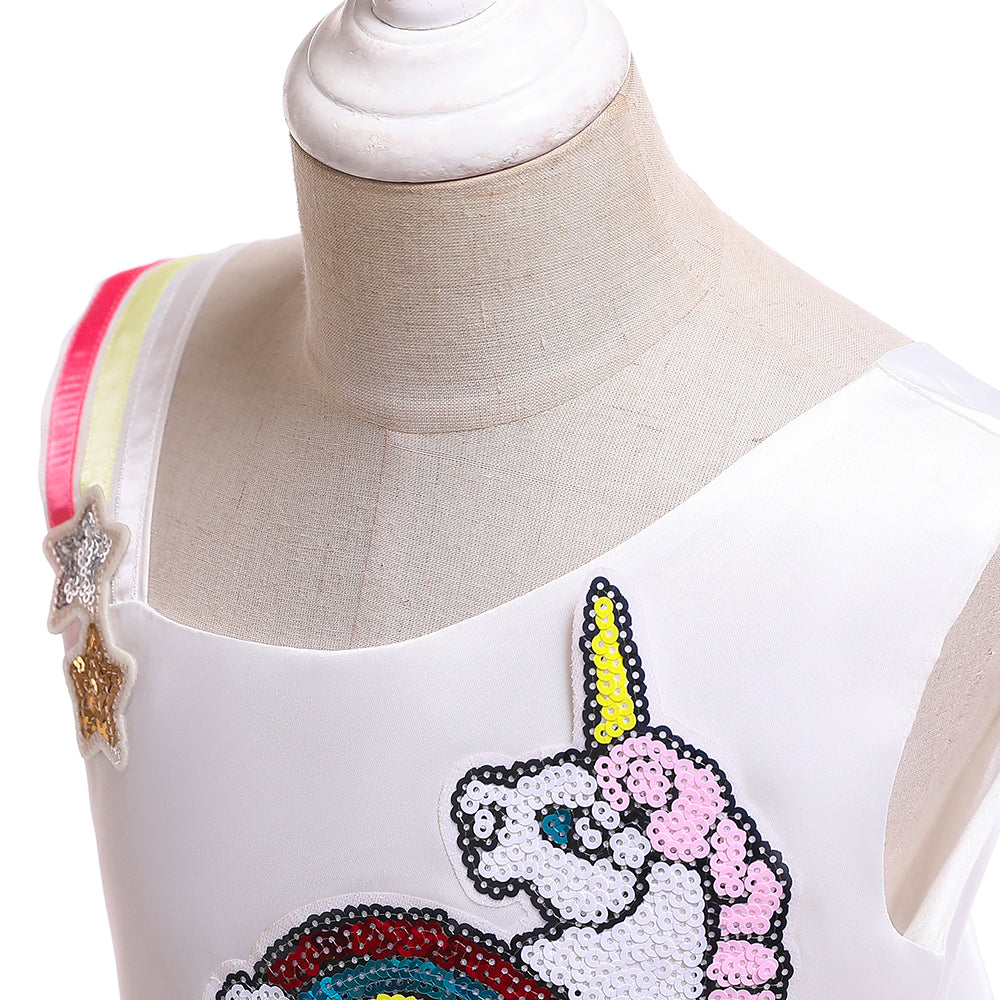 Kid Girls Unicorn Tutu Pastel Rainbow Princess Party Gown Dresses