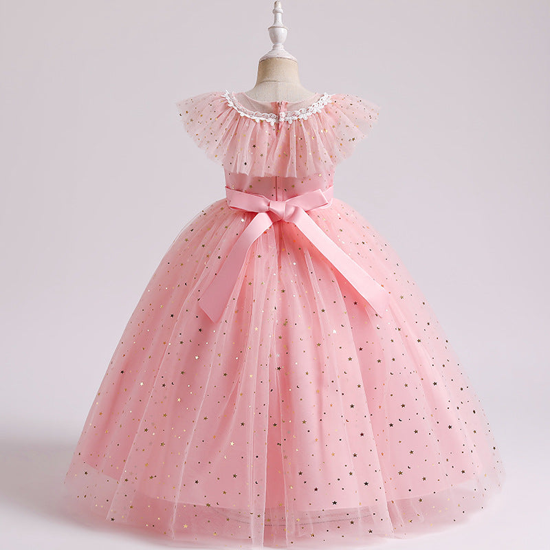 Kid Girl Princess Tulle Star Sequins Flower Teens Formal Wedding Pageant Dresses