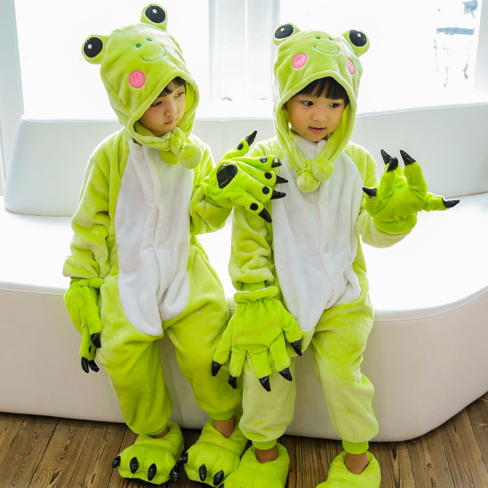 Kids Boy Girl One-piece Pajamas Winter Warm Flannel Dinosaur Pajamas 2-12 Years