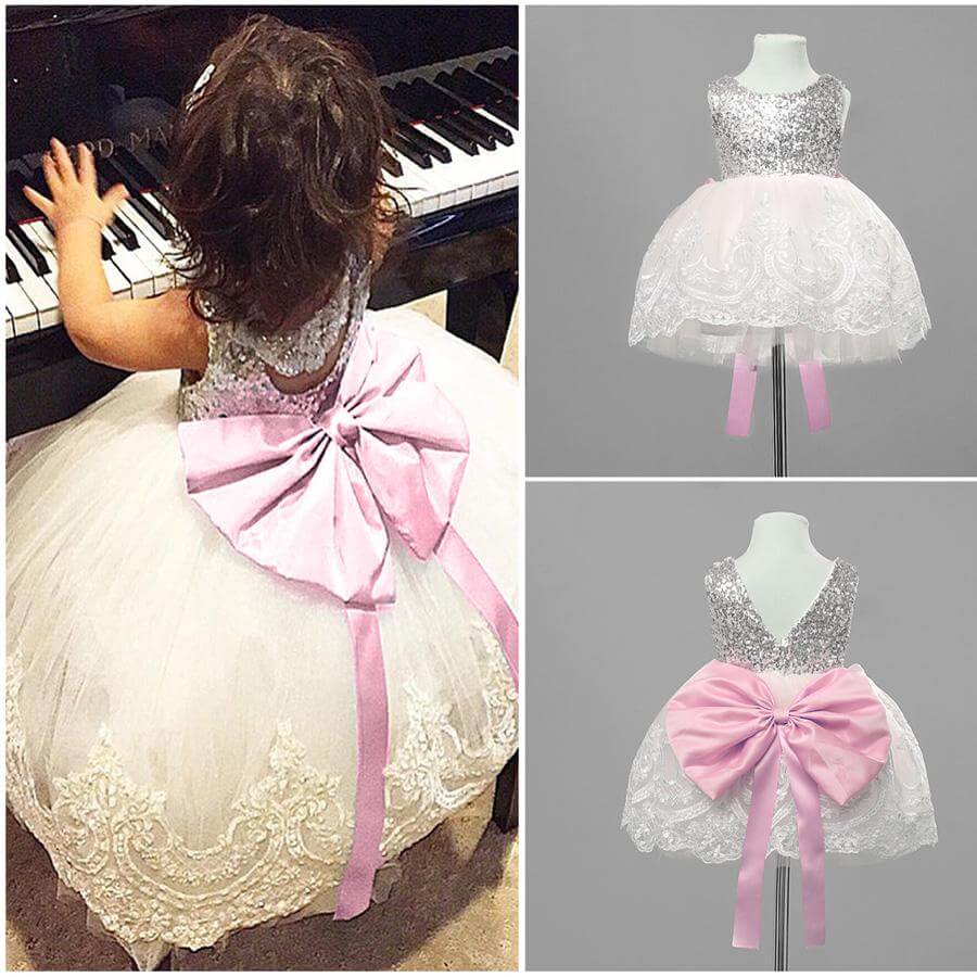 Girls Lace Flower Wedding Pageant Formal Sequin Dresses 1-10T