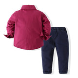 Kid Baby Boy Suit Fashion Vest Stitching Long-Sleeved Sets 2 Pcs