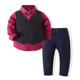 Kid Baby Boy Suit Fashion Vest Stitching Long-Sleeved Sets 2 Pcs
