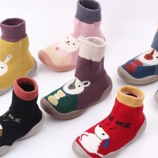 Baby Girl Toddler First Walker Knit Booties Unisex Baby Shoes Soft Rubber