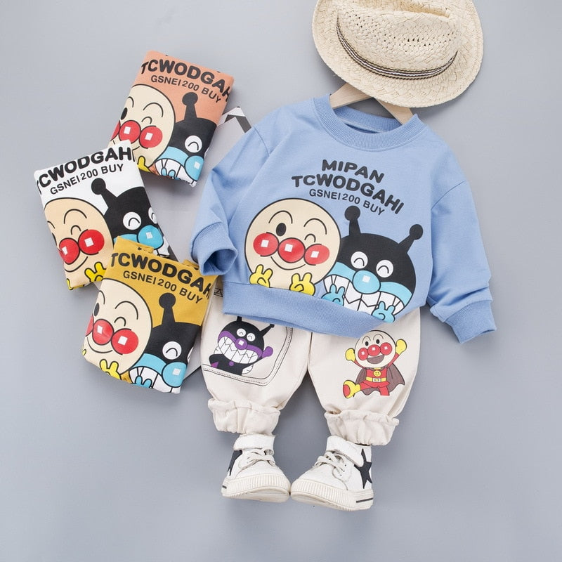Boy Letter Sweater Autumn Cotton Anpanman 2 Pcs Suits