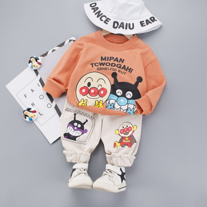 Boy Letter Sweater Autumn Cotton Anpanman 2 Pcs Suits