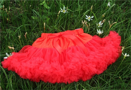Girls Fluffy Chiffon Solid Colors Tutu Christmas Dance Skirt  2-10 Years