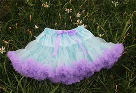 Girls Fluffy Chiffon Solid Colors Tutu Christmas Dance Skirt  2-10 Years