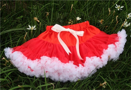 Girls Fluffy Chiffon Solid Colors Tutu Christmas Dance Skirt  2-10 Years
