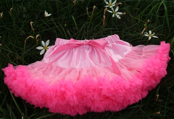 Girls Fluffy Chiffon Solid Colors Tutu Christmas Dance Skirt  2-10 Years