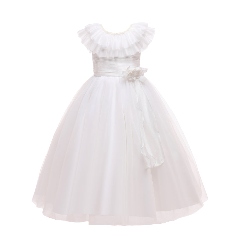 Kid Girl Lace Collar Princess Flower Wedding Formal Elegant Dresses