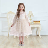 Girls Wedding Lace Long Sleeve Fairy Banquet Autumn Elegant Princess Dresses