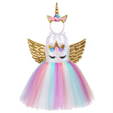 Girls Dress Unicorn Birthday Tutu Dress Sequin Pastel Clothing - honeylives
