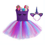 Little Child Princess Christmas Costume for Girls Unicorn Dresses Kids Birthday Party Frock Flower Pony Tutu Dress - honeylives