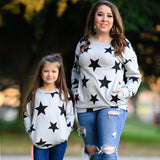Long Sleeve Mother Daughter Family Matching Autumn O-neck Stars T-shirt