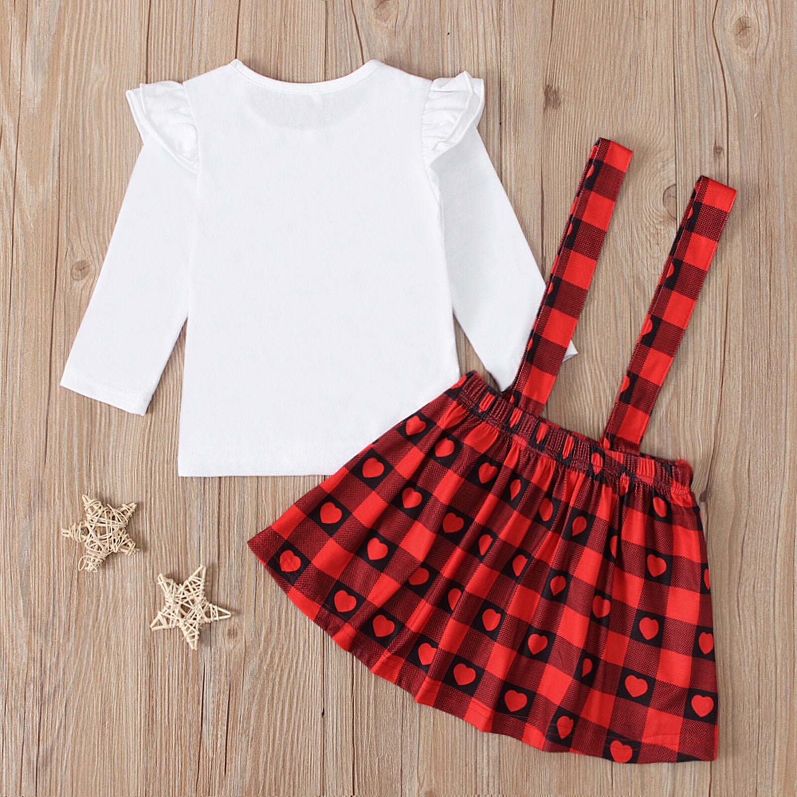 Love Heart-shaped Baby Girls Christmas Suspender 2pcs