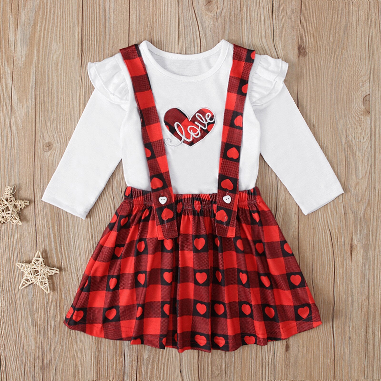 Love Heart-shaped Baby Girls Christmas Suspender 2pcs