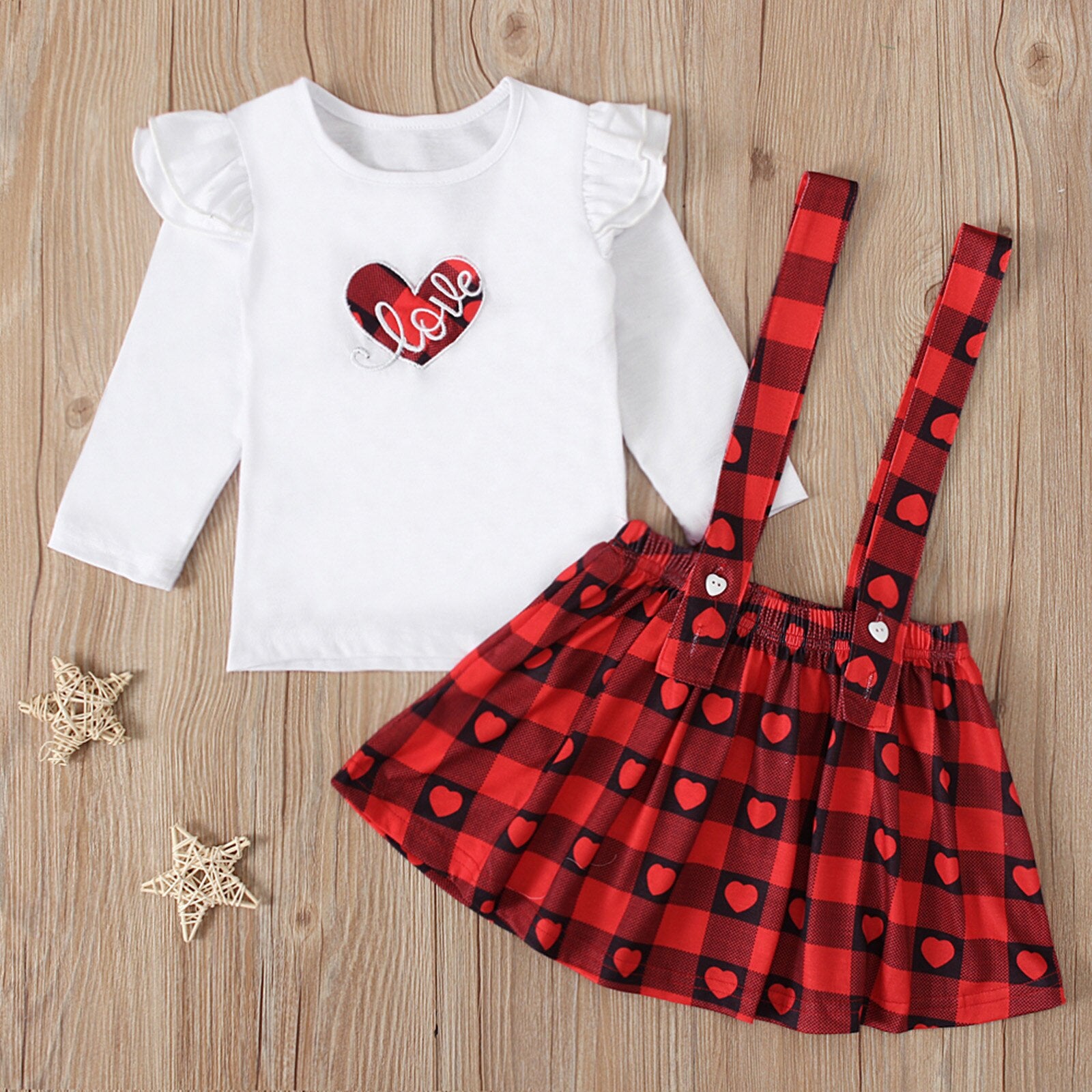 Love Heart-shaped Baby Girls Christmas Suspender 2pcs